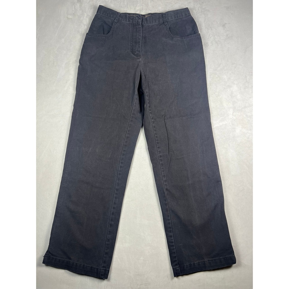 Christopher & Banks Womens High Rise Straight Leg Black Denim Trousers‎ Size 10